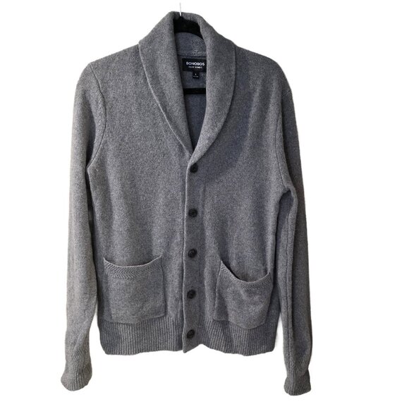 BONOBOS 100% Italian Cashmere Shawl Collar Cardigan - sz S Grey - Picture 1 of 3